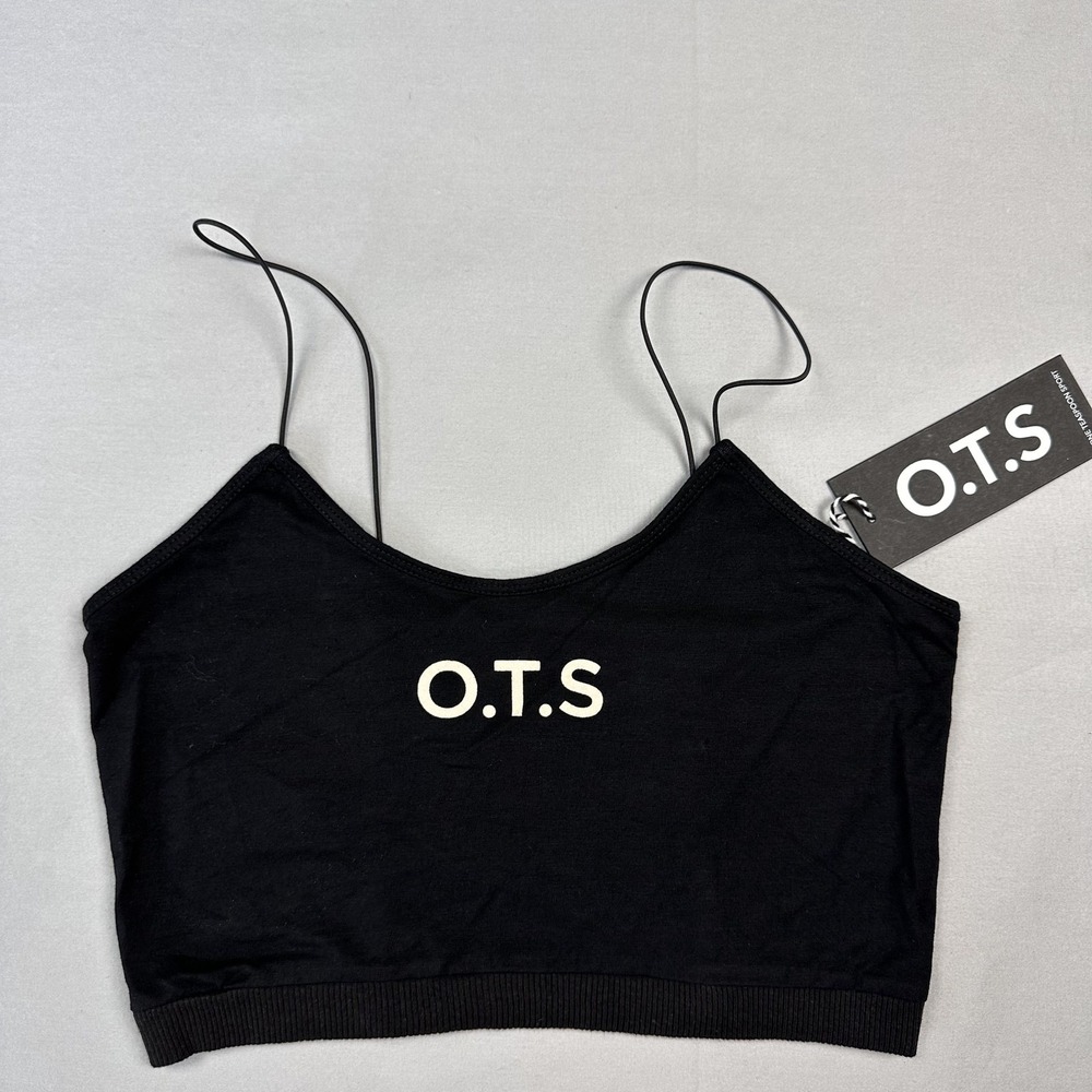 One Teaspoon OTS Boxer Crop Top Womens Small Black Strappy Activewear New‎ Tag